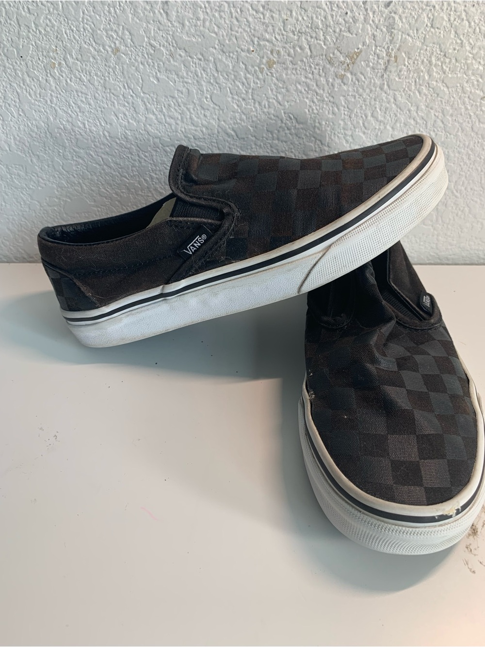 Vans Black Checkerboard Classic Slip-On Loafers